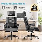 Sytas Big and Tall Office Chair with Headrest | Heavy Duty Executive Chair with Lumbar Support, High Back Computer Chair with Backrest and Flip-up Arms for Home Office,Black