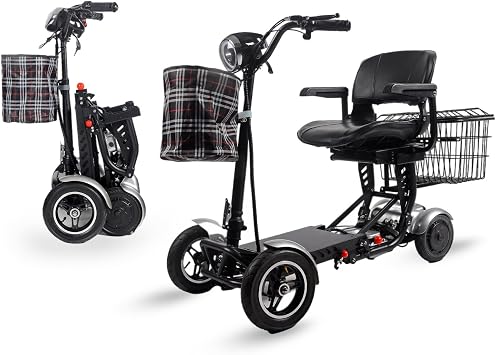 Rubicon FX3 All-Terrain 4 Wheel Mobility Scooter 25 Mile Range, 300lbs Capacity, Folding Sporty Chopper Feel, Extreme Motorized Scooter with Front & Rear Metal Baskets for Seniors & Men Model9