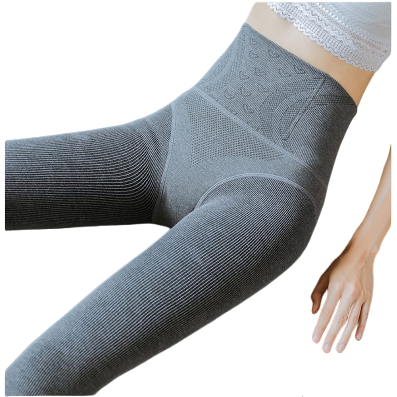 Collant da Donna Collant da Donna in Lana di Lana di Lana in Lana Invernale Ad Alta Vita.-360G Ash,Footless