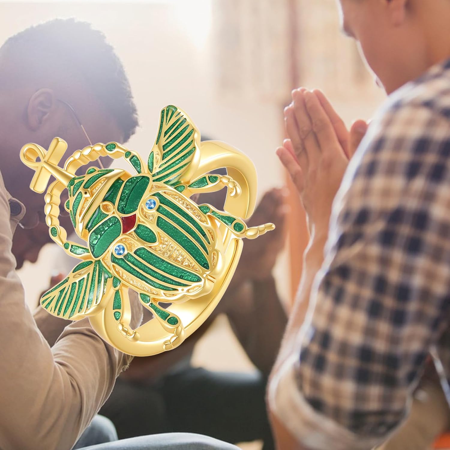 Scarab Jewelry S925 Sterling Silver Scarab Beetle Egyptian Jewelry Gifts for Women Men