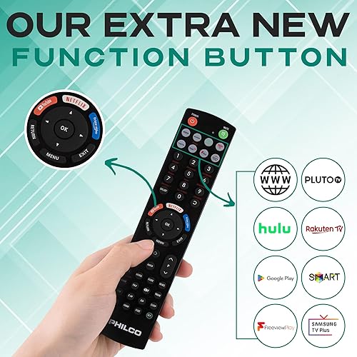 Miniatura 4 de PHILCO Control remoto universal de TV, compatible con Samsung, LG, Vizio, Sony, Hisense, Roku, Sharp y más Smart TVs, configuración simple y amplia