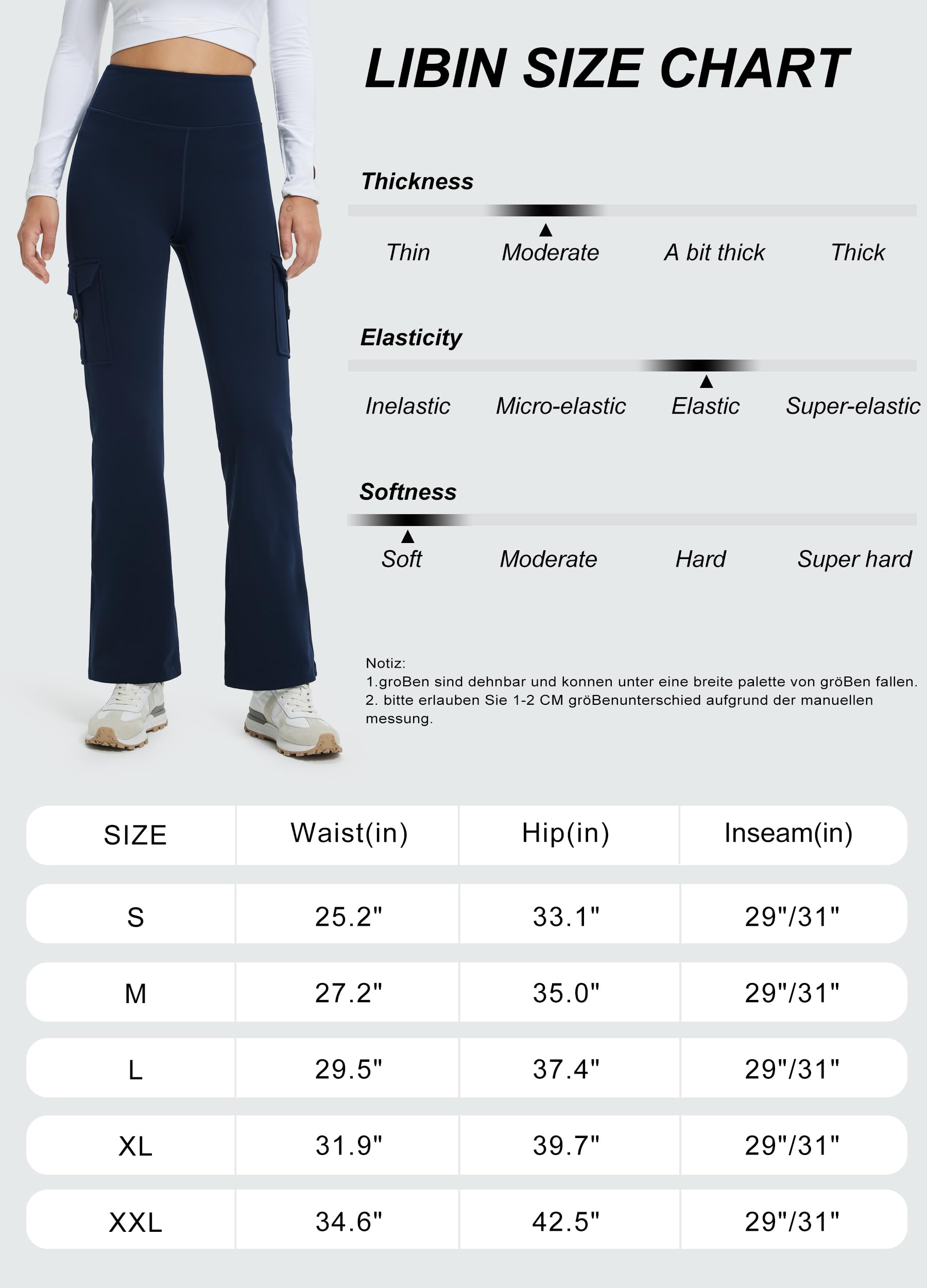 Libin Pantalones Cargo Térmicos Mujer Invierno Corte CampanaYoga Sports Leggings Impermeable Térmicos Senderismo Montaña Esquí Deportivos Trabajo Bootcut Chándal con Bolsillos