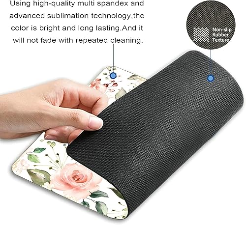 Miniatura 3 de Alfombrilla de mouse con flores rosas y verdes, accesorios de escritorio, floral, rosas, hogar, oficina, rectangular, alfombrilla de mouse de flores