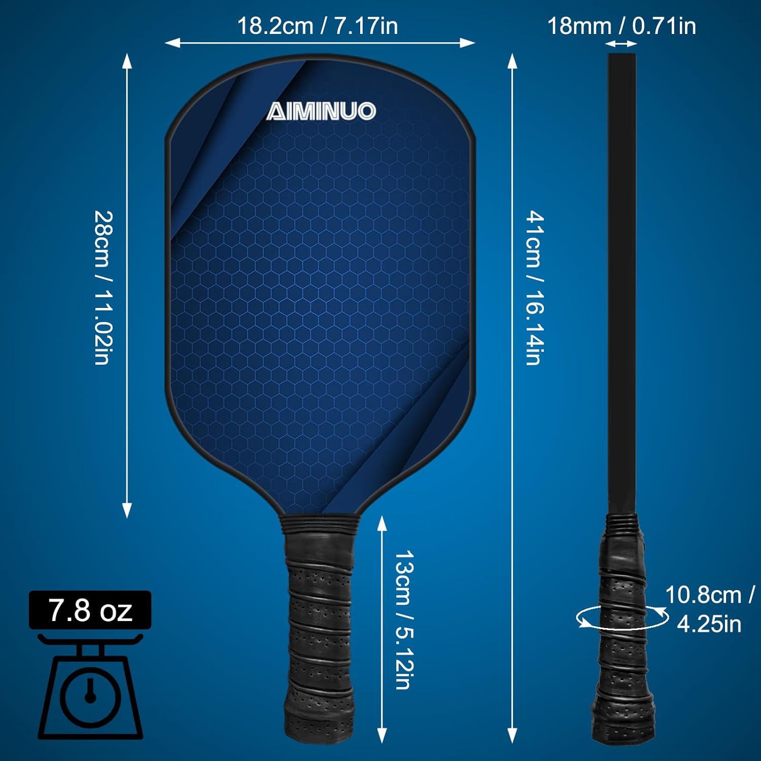 Pickleball Paddles, Fiberglass Pickle Ball Paddle Set, 16mm Lightweight Pickleball Paddles for Men Women Kids Indoor & Outdoor