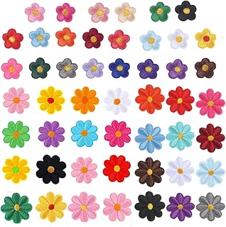 50Pcs 刺しゅうパッチ アイロン接着 アップリケ 刺繍 ワッペン 可愛い 花 DIY 補修 貼り付け 縫い付け 手作り 人気セット 服 バッグ 帽子などの装飾 パッチステッカー