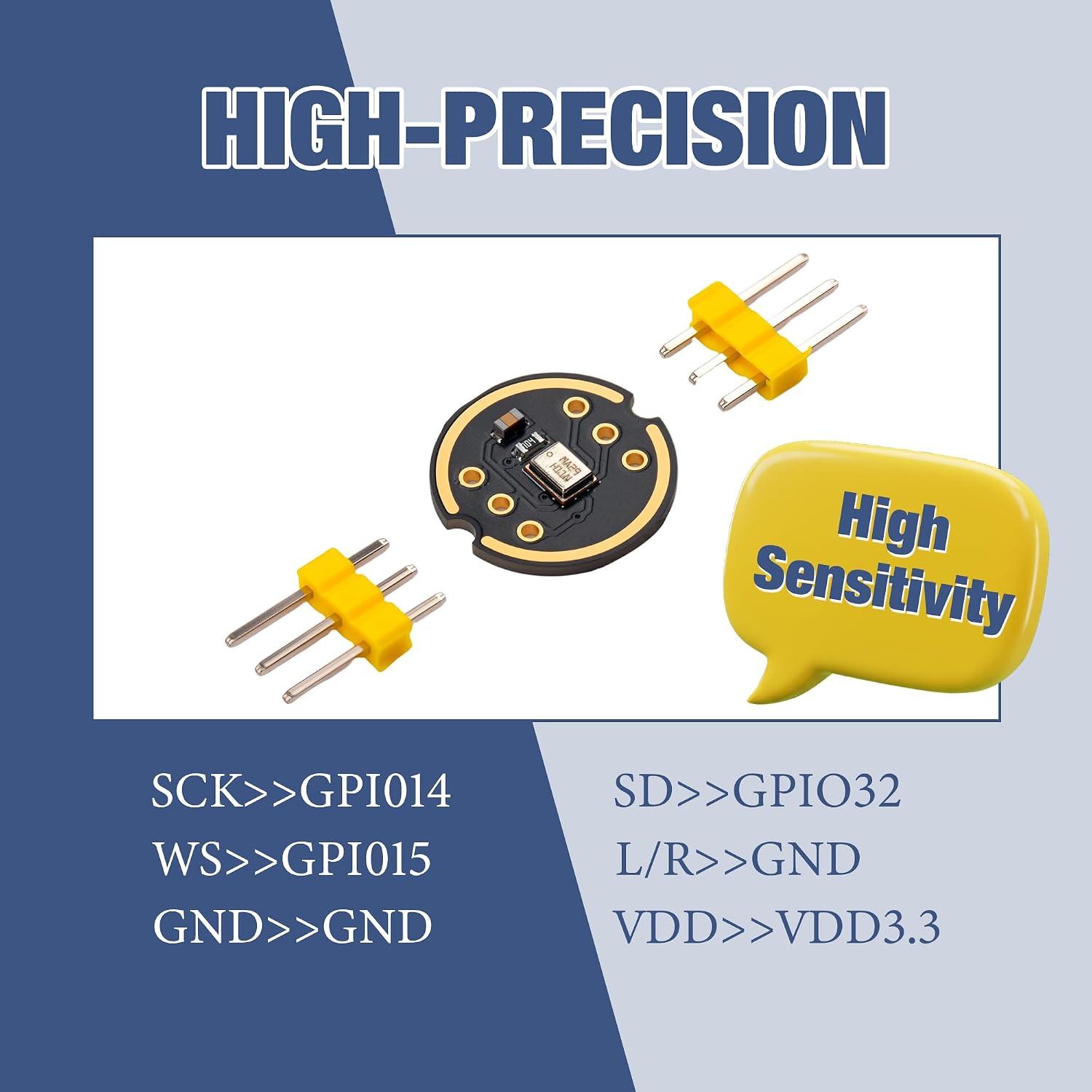 3 PCS INMP441 Omnidirectional Microphone Module ESP32 I2S Interface MEMS High Precision Low Power Digital Output Supports ESP32
