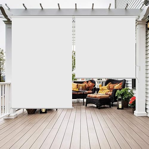 Vista 38 de Sunbox Persianas enrollables impermeables sin cordón para exteriores, tejidas a prueba de viento, persianas enrollables, privacidad y protección UV