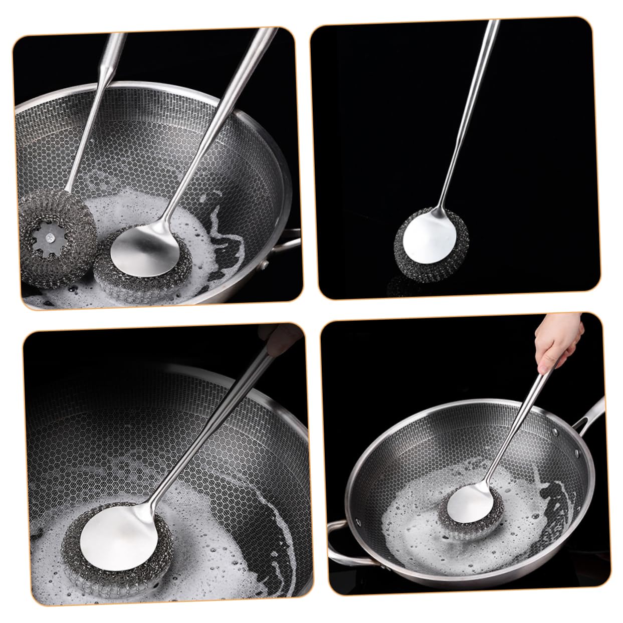 Amosfun 4 Piezas De Acero Inoxidable Cepillo De Limpieza Cepillo De Limpieza Cubiertos Utensilios para Servir Cepillo De Plato para Cocina Fregador De Platos Cepillo para Limpiar Platos