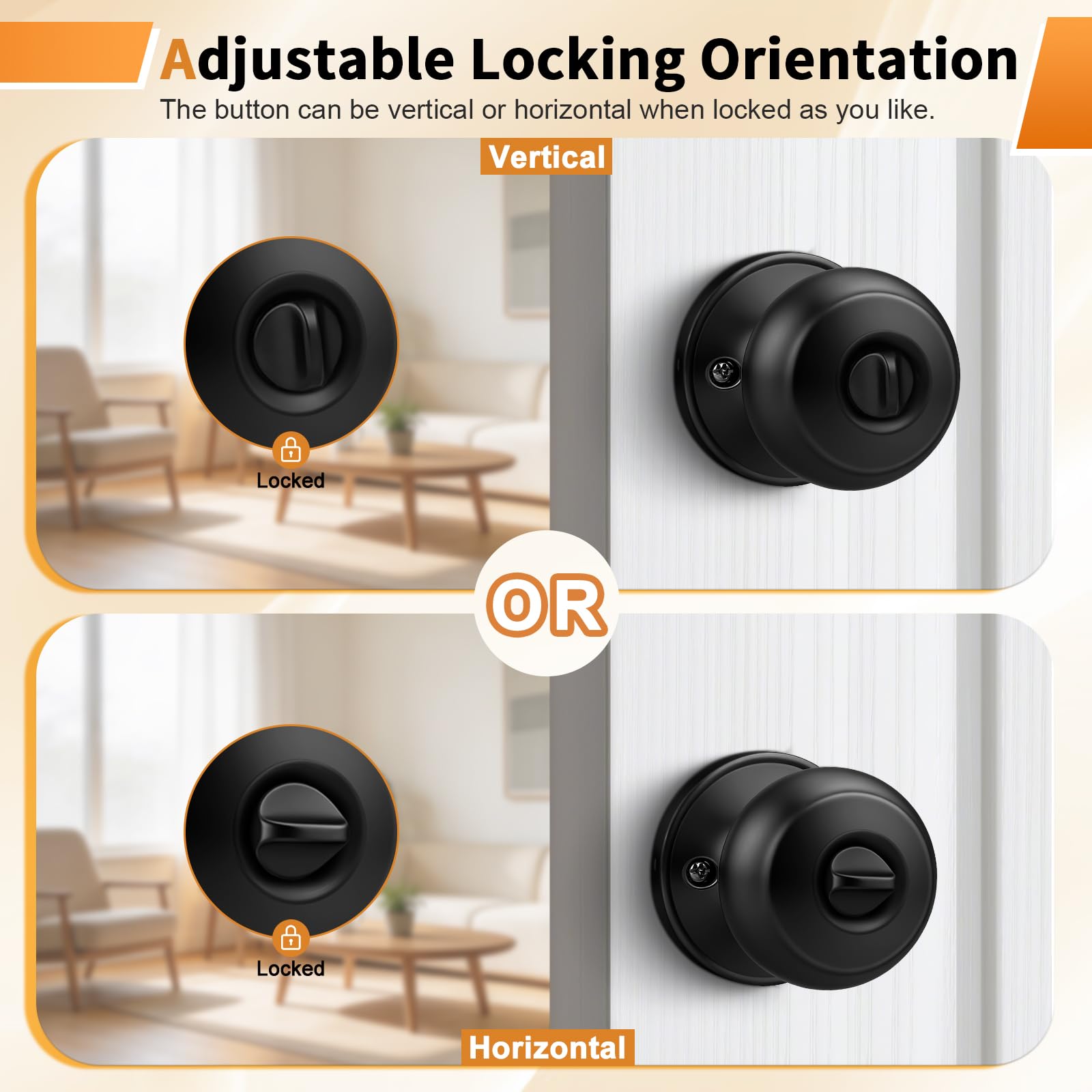 Probrico Black Door Knobs - Matte Black -3