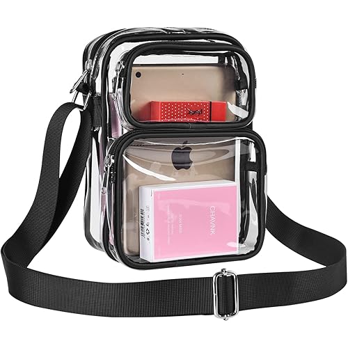 Clear Crossbody Purse Bag Stadium Approved Clear Tote Bag with Strap for Concert Sports Work Gym Games