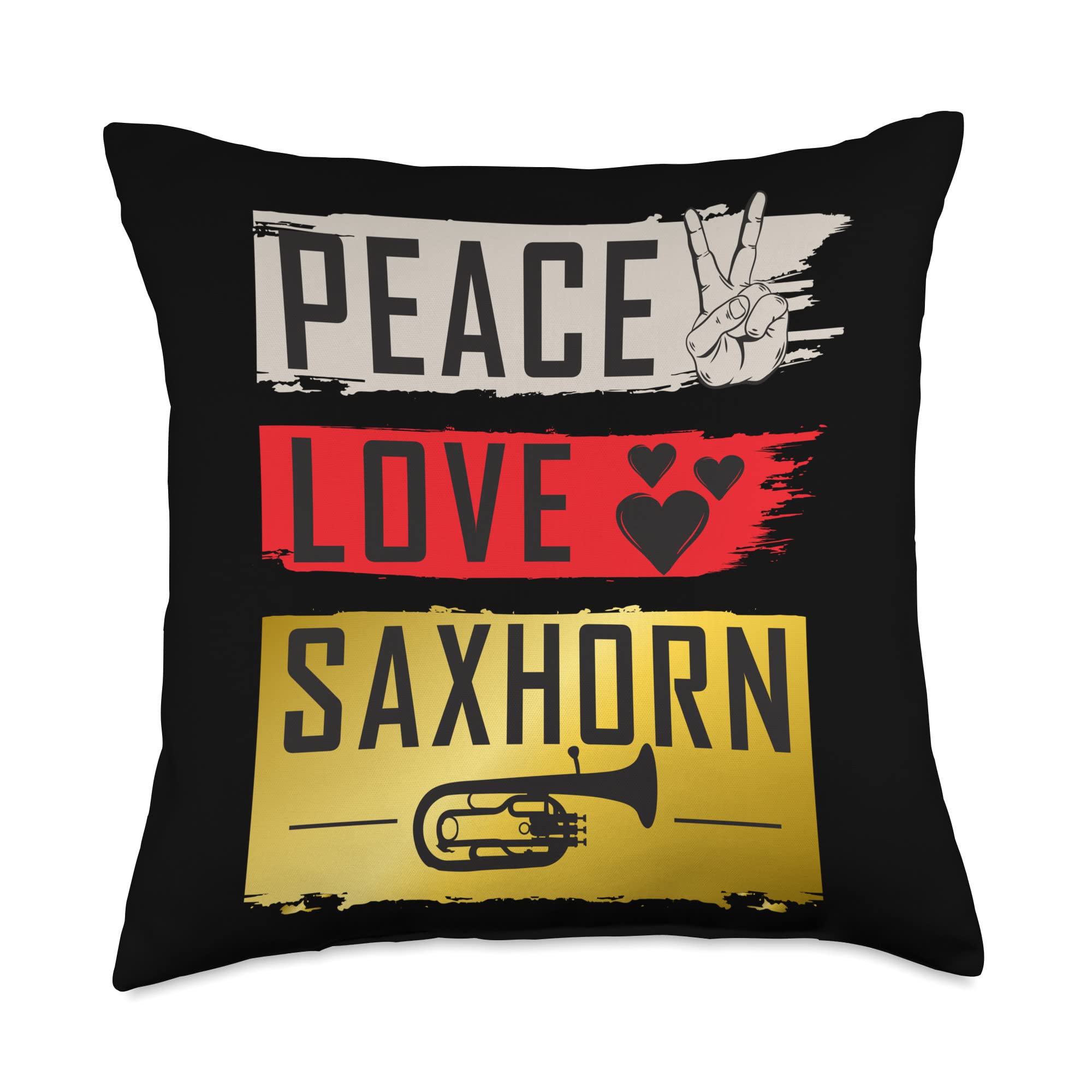 Peace Love Saxhorn Musical Instrument Saxhorn Players Throw Pillow