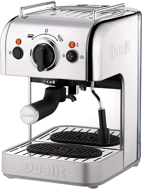 Dualit|Polished Stainless Steel|1.5 L Capacity|Multi-Brew Versatility | Patented Pure Pour Technology|Ground Coffee, ESE Pods, Nespresso, NX Coffee & Tea Capsules|DCM2X,Silver,3-in-1 Coffee Machine