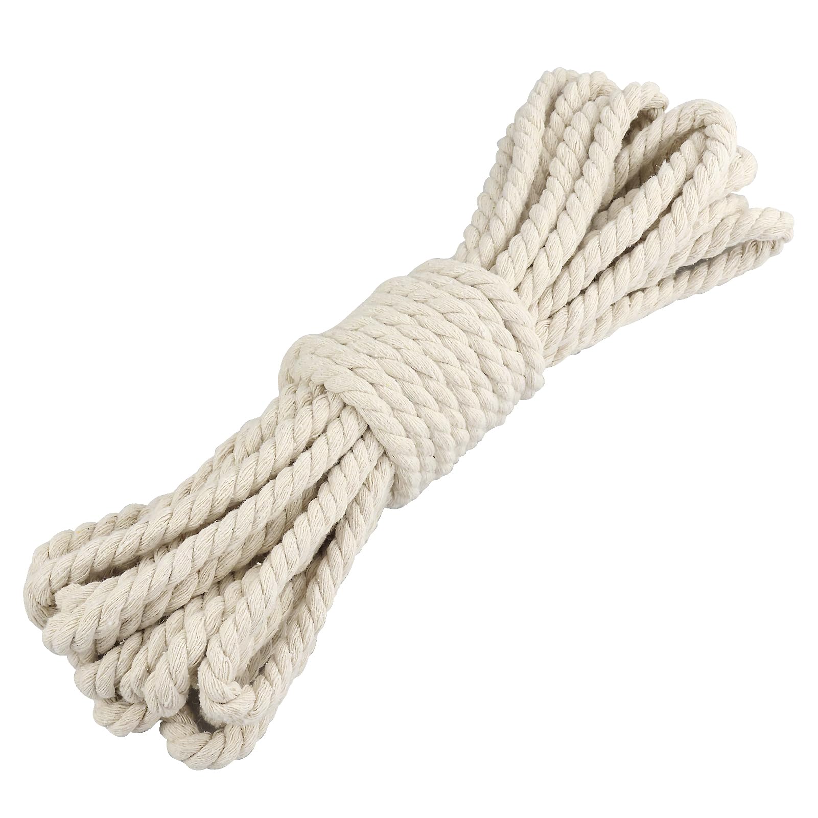 10m Macrame Cord, 8mm Thick Soft Cotton Rope Garden Rope Thick Rope Twisted Cotton Rope Thick String All Purpose Rope for Plant Hangers, Floating Shelves, Wall Garden, Craft (8mm - 10 Meter White)