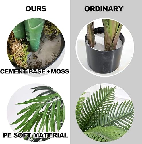 Miniatura 5 de Happygrill Palmera artificial de 3.5 pies, plantas de vegetación falsa con maceta de guardería para oficina en casa
