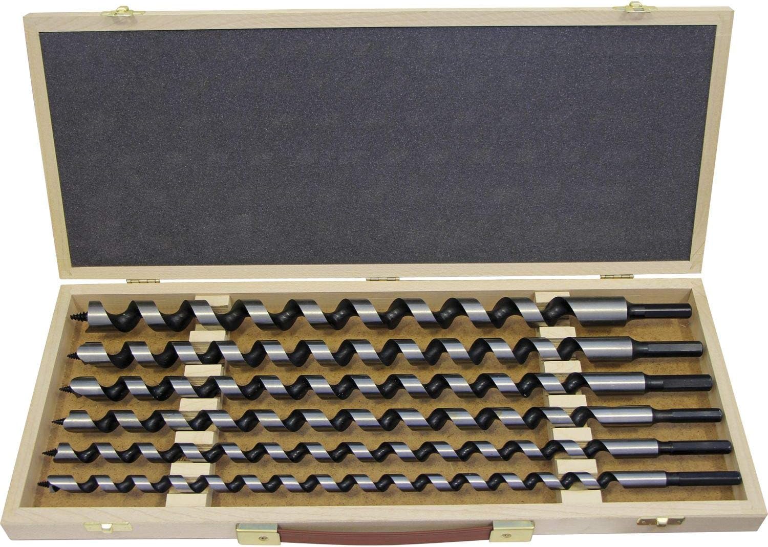 Fischer 00800006K4604 Auger Drill Bit Case Length 460 mm 6 Pieces in Wooden Case