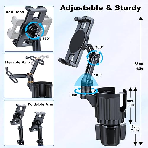 Miniatura 4 de Peastrex Soporte para tablet con brazo ajustable para tablet iPhone de 3 a 13 pulgadas, iPad Pro Air Mini, Fire, iPhone 15, Galaxy S24 Z Fold 5