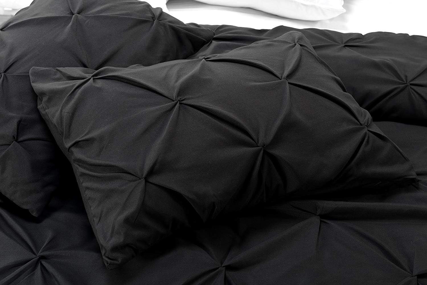 Cotton Shams - Pinch Pleated Pintuck Pillow Shams Set of 2 - Luxury 600 Thread Count 100% Natural Cotton Decorative Pillow Covers European Pillow Sham Solid (26 x 26 inches, Black)