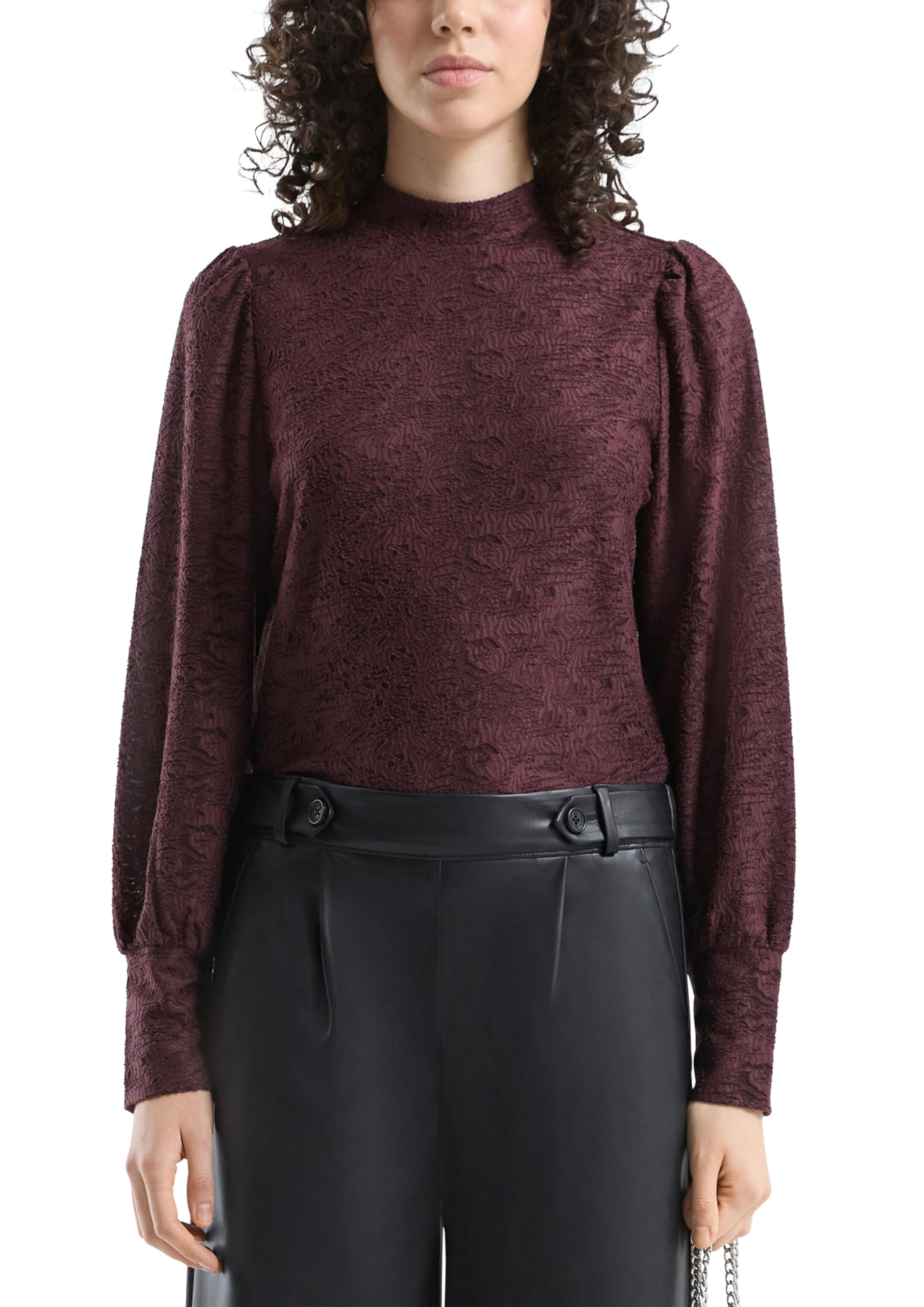 QS Damen Leicht Transparentes Blusenshirt T-Shirt Langarm