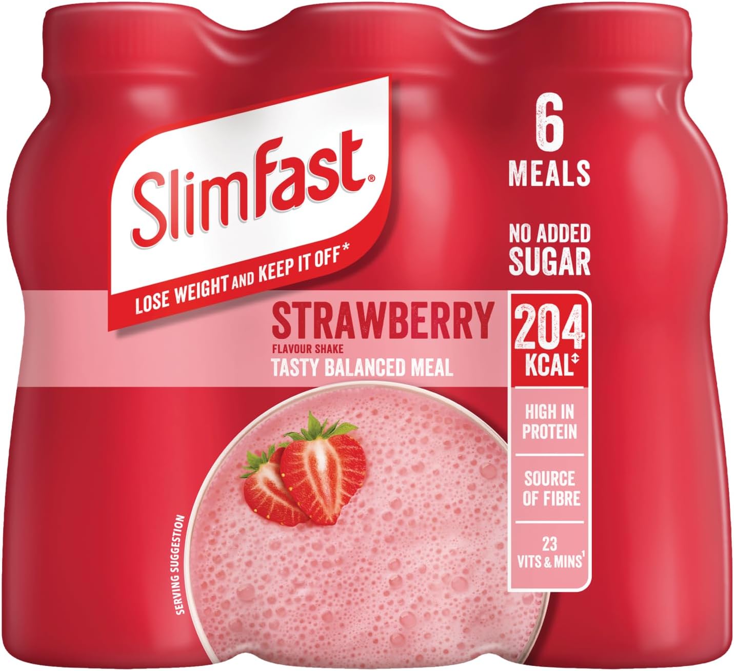 Ready To Drink Shake, Strawberry Flavour, 6 x 325 ml Multipack
