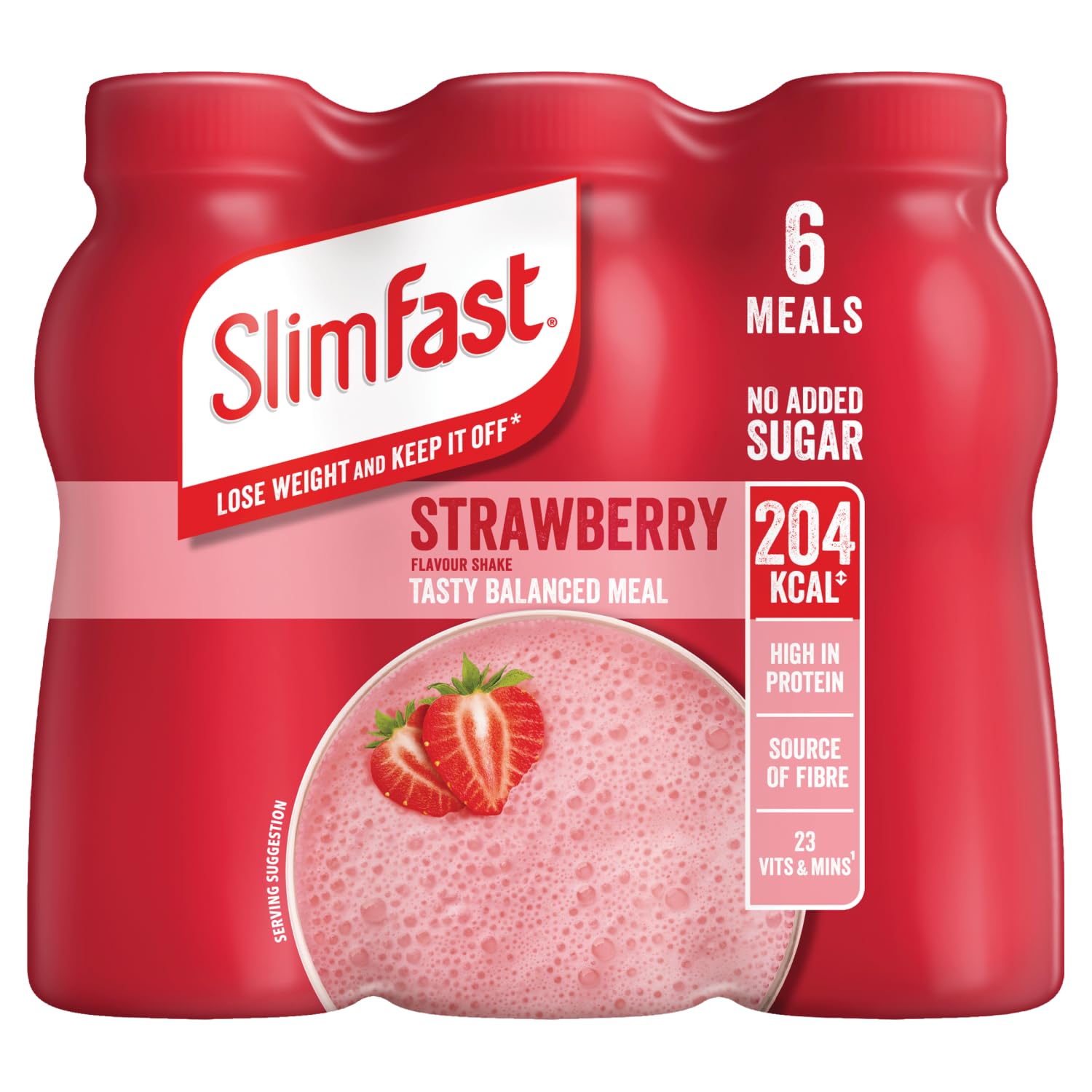 SlimFast Ready To Drink Shake, Strawberry Flavour, 6 x 325 ml Multipack