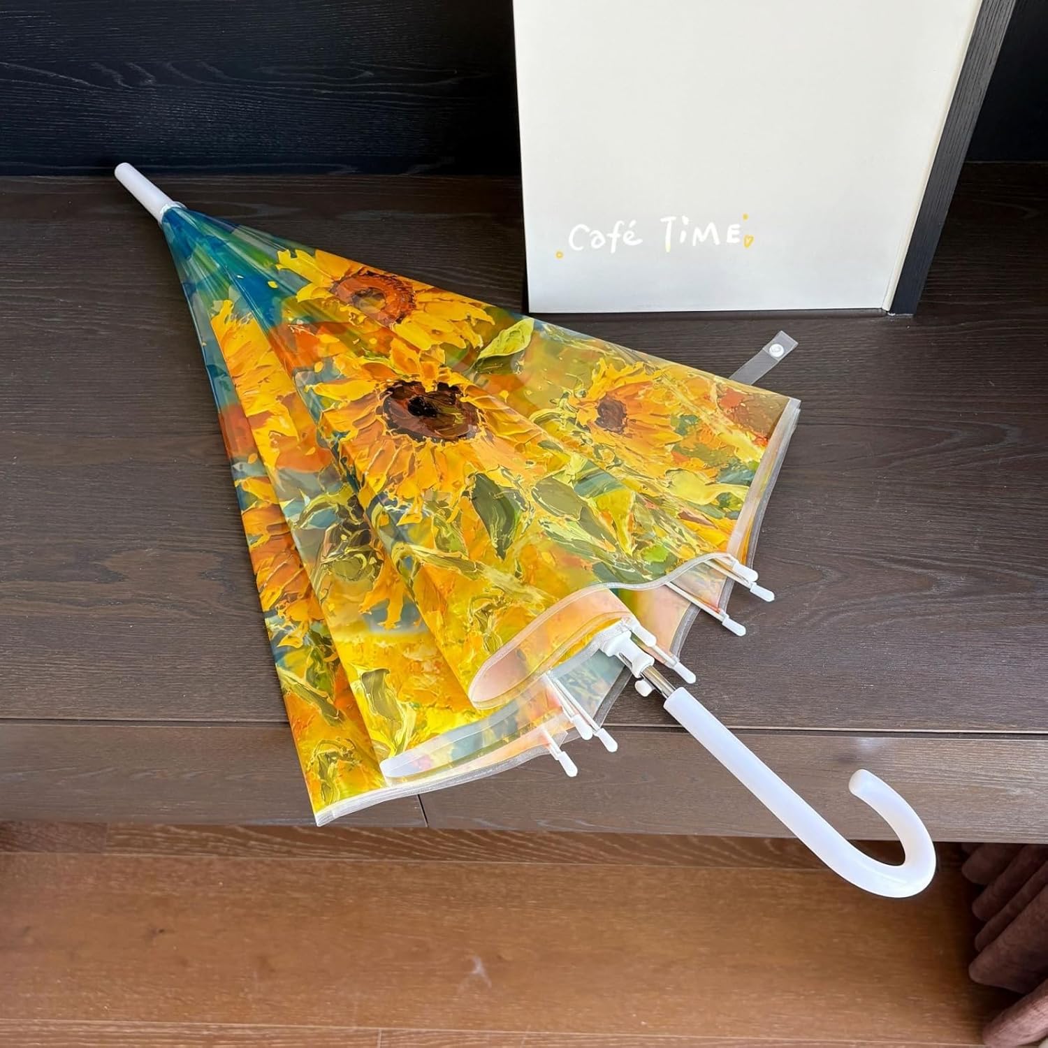 2 Pcs/Set Women's Artistic Sunflower Transparent Umbrella - 8-Rib Automatic Open Stick Umbrellas, Compact Travel Umbrella for Weddings, Photo Shoots, Bridal Gifts & Outdoor Events - Elegant Hand