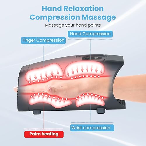 Miniatura 3 de JQX Masajeador de manos con calor y compresión, masajeador de manos eléctrico inalámbrico, 3 niveles de presión para dedos, regalos para mujeres y