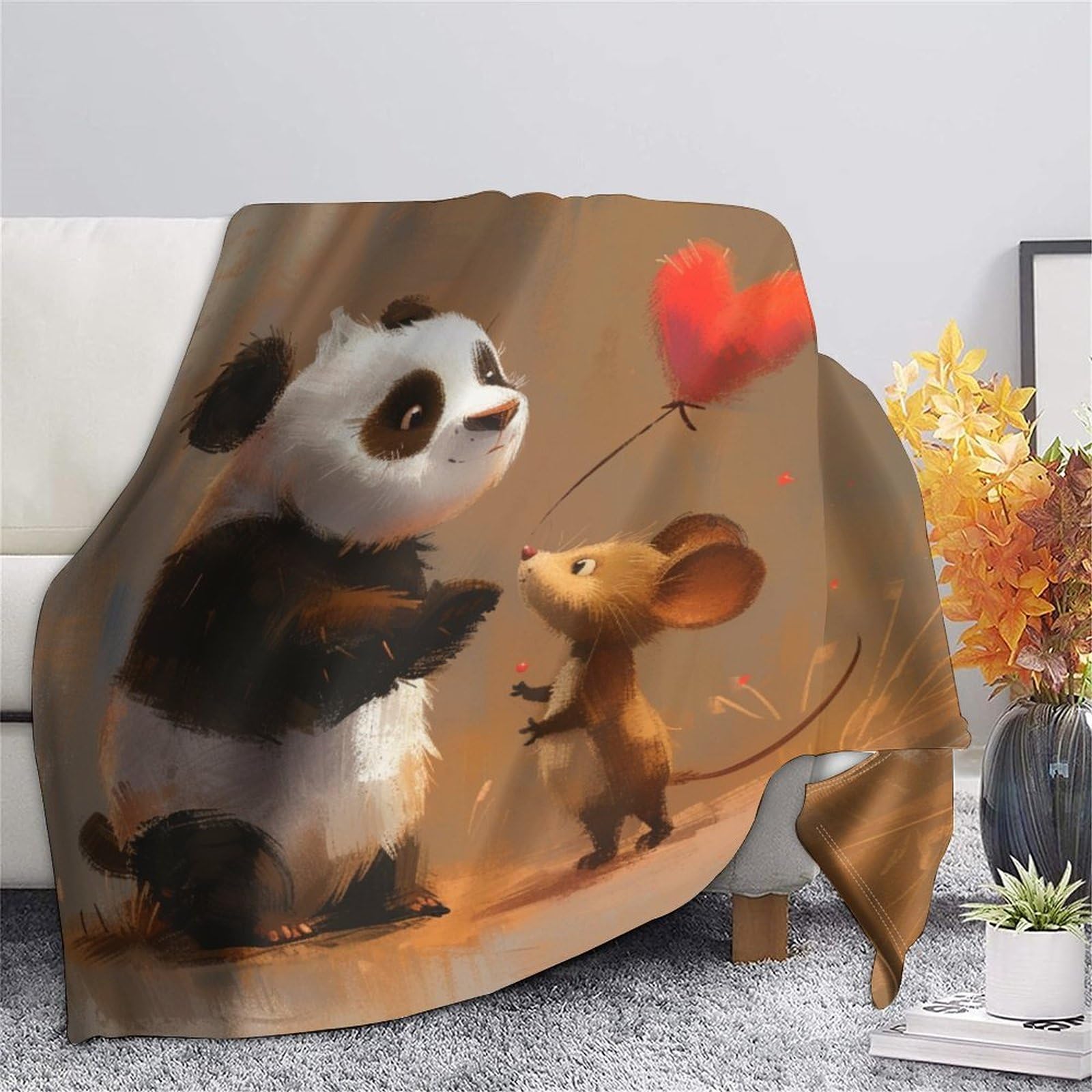 Coperta morbida in pile di flanella, con panda, regalo di compleanno per amici, famiglia, regalo di Natale per amici e partner, coperta natalizia per divano e letto, 200 x 230 cm