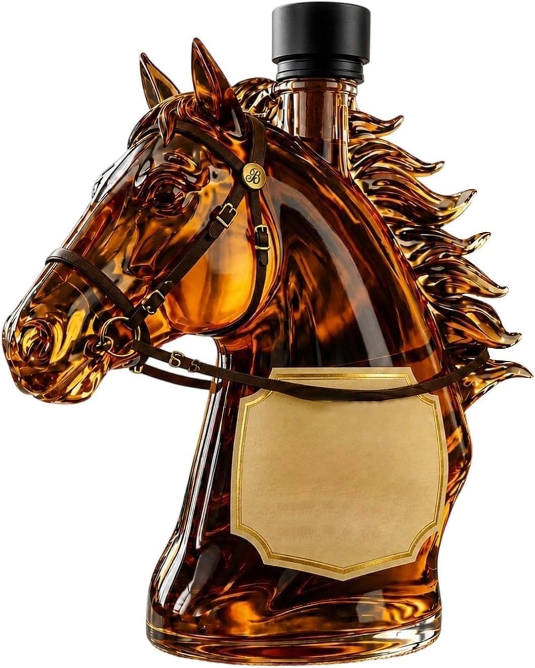 HoldOneLight 3D Horse Whisky Decanter - Glass Liquor Bottle Art Statue | Decorative Spirits Storage Holder for Home Bar & Dining Room | Unique Gift for Horse Lovers & Whisky Enthusiasts