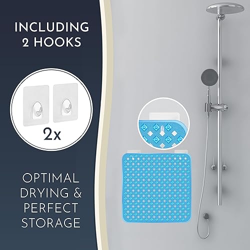 Miniatura 4 de homerella Tapete de ducha antideslizante antideslizante para cabina de ducha interior, tapete de ducha antideslizante cuadrado de 21 x 21 pulgadas