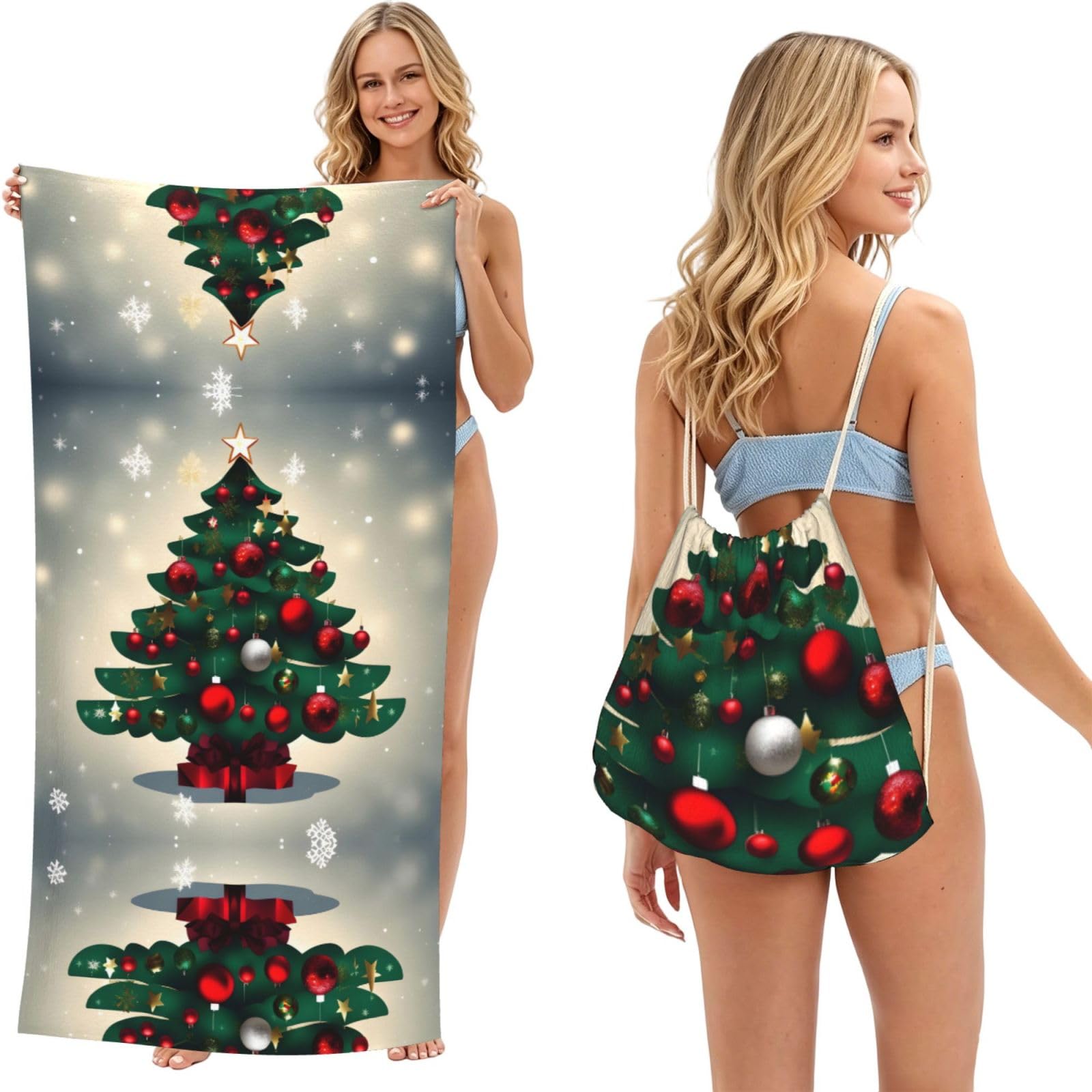 SXZVVBN Tree 2-in-1 Beach Towel Bag, Quick Dry Sand Free Travel Towel Backpack for Adults