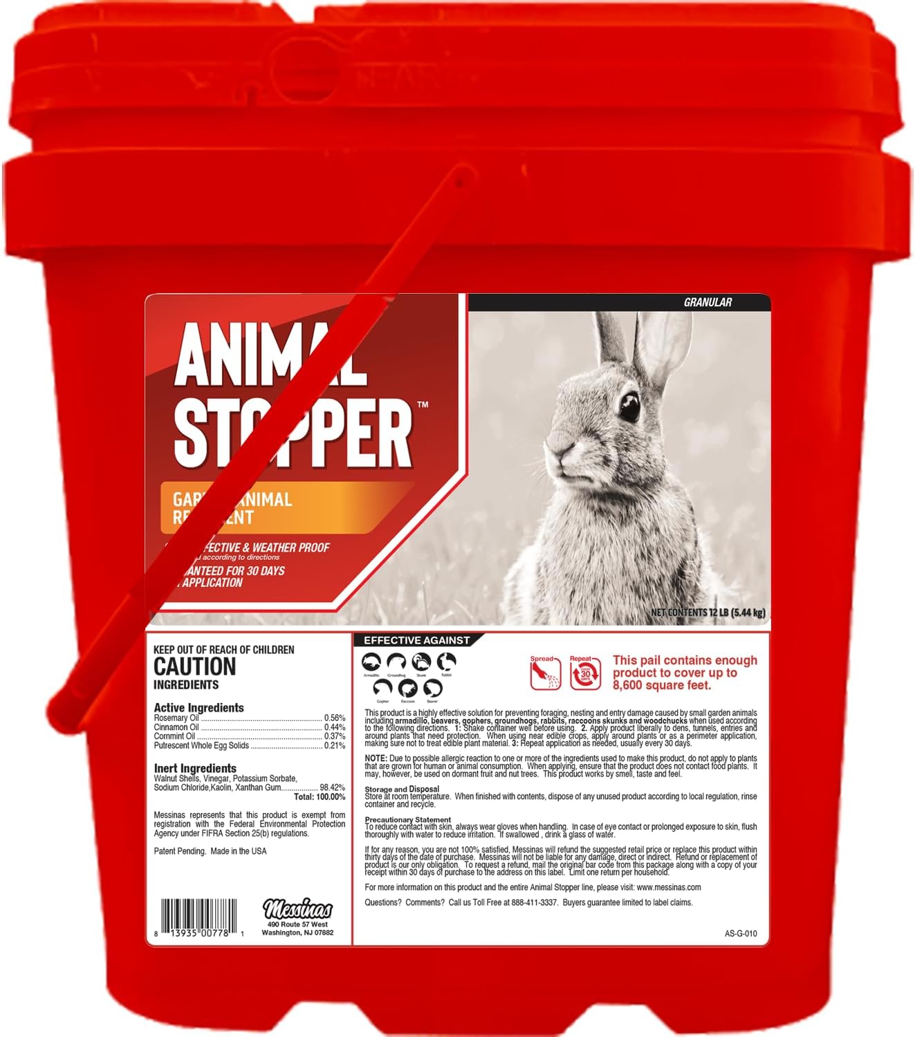 Animal Stopper Animal Granular Animal Repellent All Natural Effective All Year Round Safe for People and Pets No Harsh Chemicals Garden Animal Repellent - 40 LBS