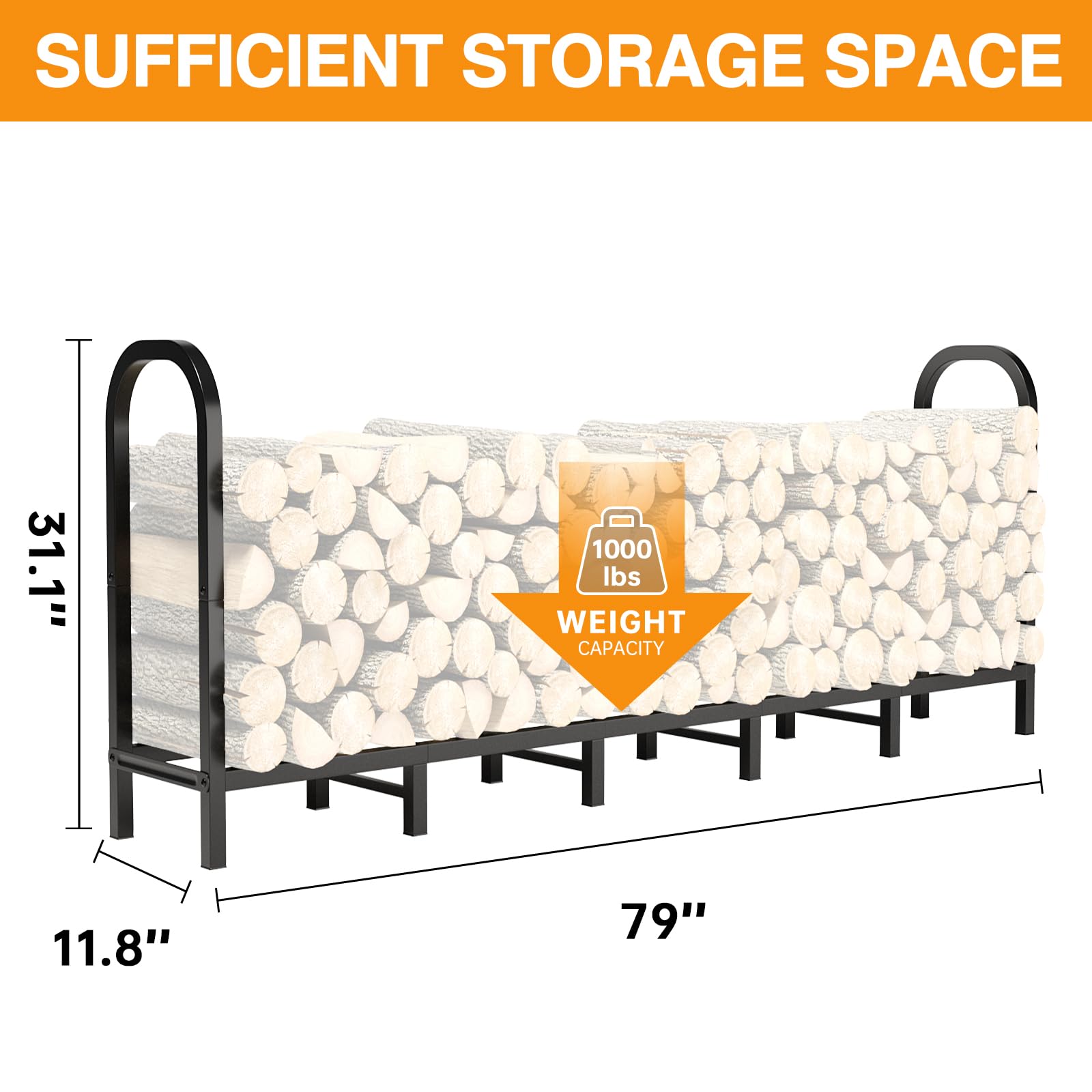 Snapklik.com : 6.6FT Firewood Rack Indoor - Heavy Duty Wood Racks ...