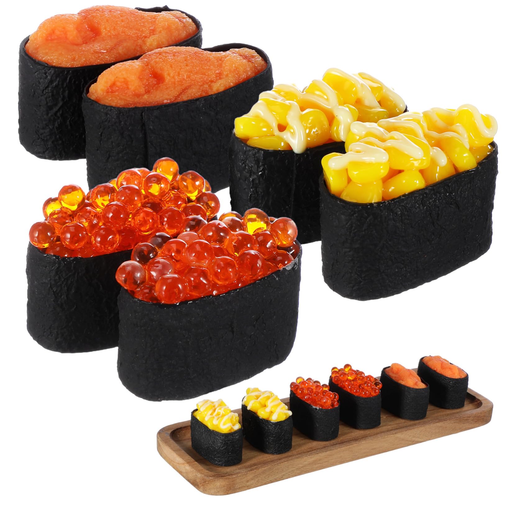 LRXIYODE 6pcs Real Sushi Model Food Sample Wind Simulation Sushi Models Durable Decoration for Home Decor Store Display : Toys & Games