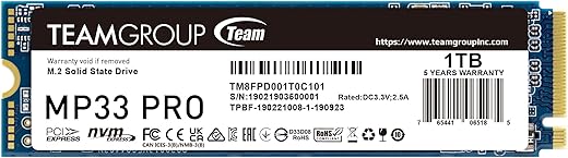 TEAMGROUP MP33 PRO 1TB NVMe PCIe M.2 2280 Gaming Internal Solid State Drive SSD with Read/Write Speed Upto 2100/1700MB/s – TM8FPD001T0C101