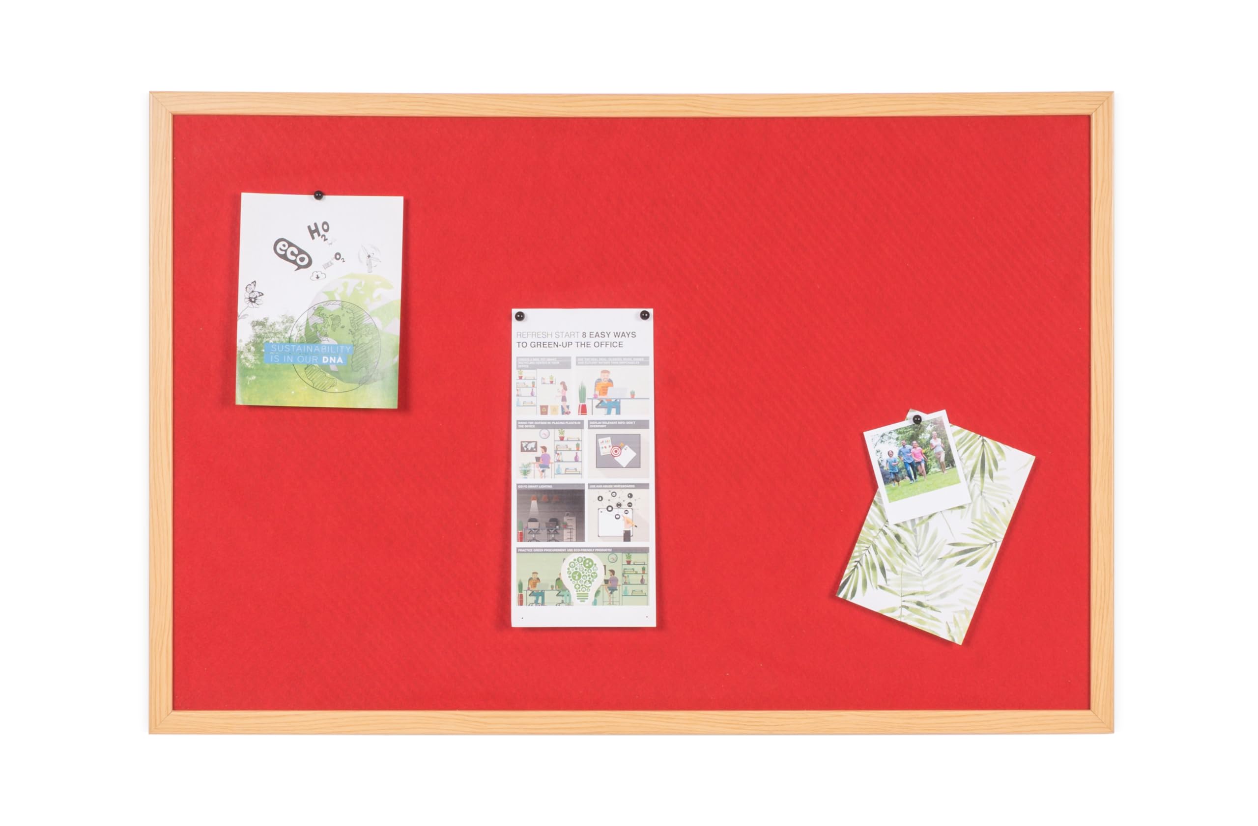 Bi-Office Earth Executive Felt Notice Board, Red Felt Surface, MDF Frame with Oak Finish, 1800 x 1200mm