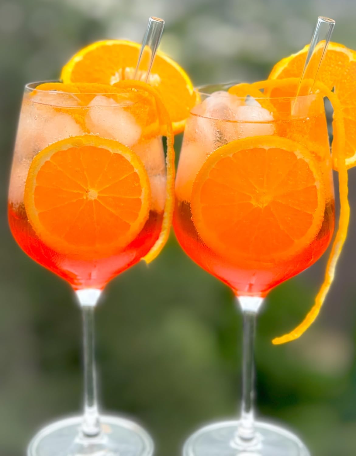 Topkapi Elite Aperol Spritz Glass Set Terrazza XL Cocktail Glasses - 6 x Lead-Free Crystal Glasses Especially for Aperol Spritz with 6 x Glass Straws, Cocktail Glass, 625 ml, Complete for 6 People