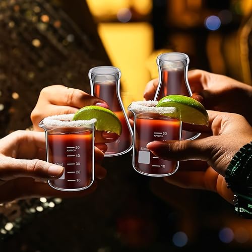 Miniatura 7 de Erlenmeyer - Juego de 6 vasos de laboratorio para vasos de química, mini vasos de laboratorio con medición, divertidos regalos de química para