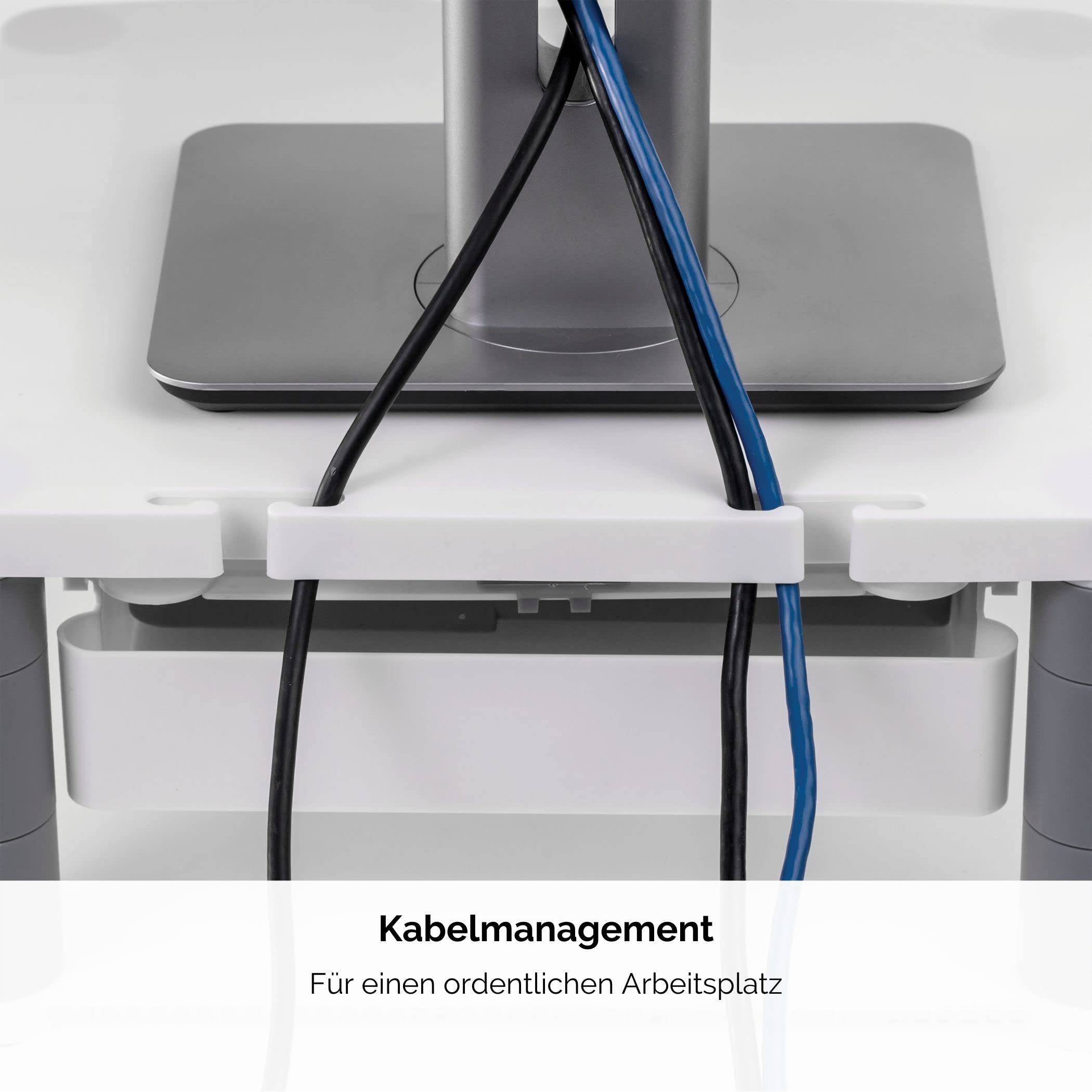 Fellowes Monitorständer Premium Plus, höhenverstellbar in 5 Stufen, ergonomisch, sehr stabil für Monitore bis 21 Zoll,, mit Schublade und Sichtfeld-Vorlagenhalter, weiß-grau