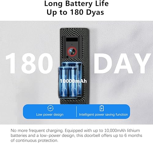 Miniatura 3 de Cámara de Timbre de Video Inalámbrica con Encanto, Cámara HD, Alertas en Tiempo Real Ring Call, Rotación Panorámica, Detección AI, Batería