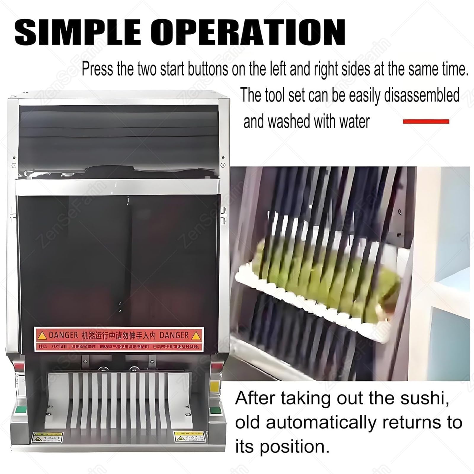 Kommerzieller automatischer Sushi Rollschneider,Multi-Shape Elektrischer Sushi-Maker für präzises 8/10/12-teiliges Schneiden,Edelstahl-Küchenausstattung für Restaurant,Küche Snackbar