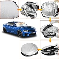Vista 6 de D-Lumina Parasol para parabrisas delantero para Dodge Charger 2011-2023, parasol plegable para ventana delantera, parasol para rayos UV y protección