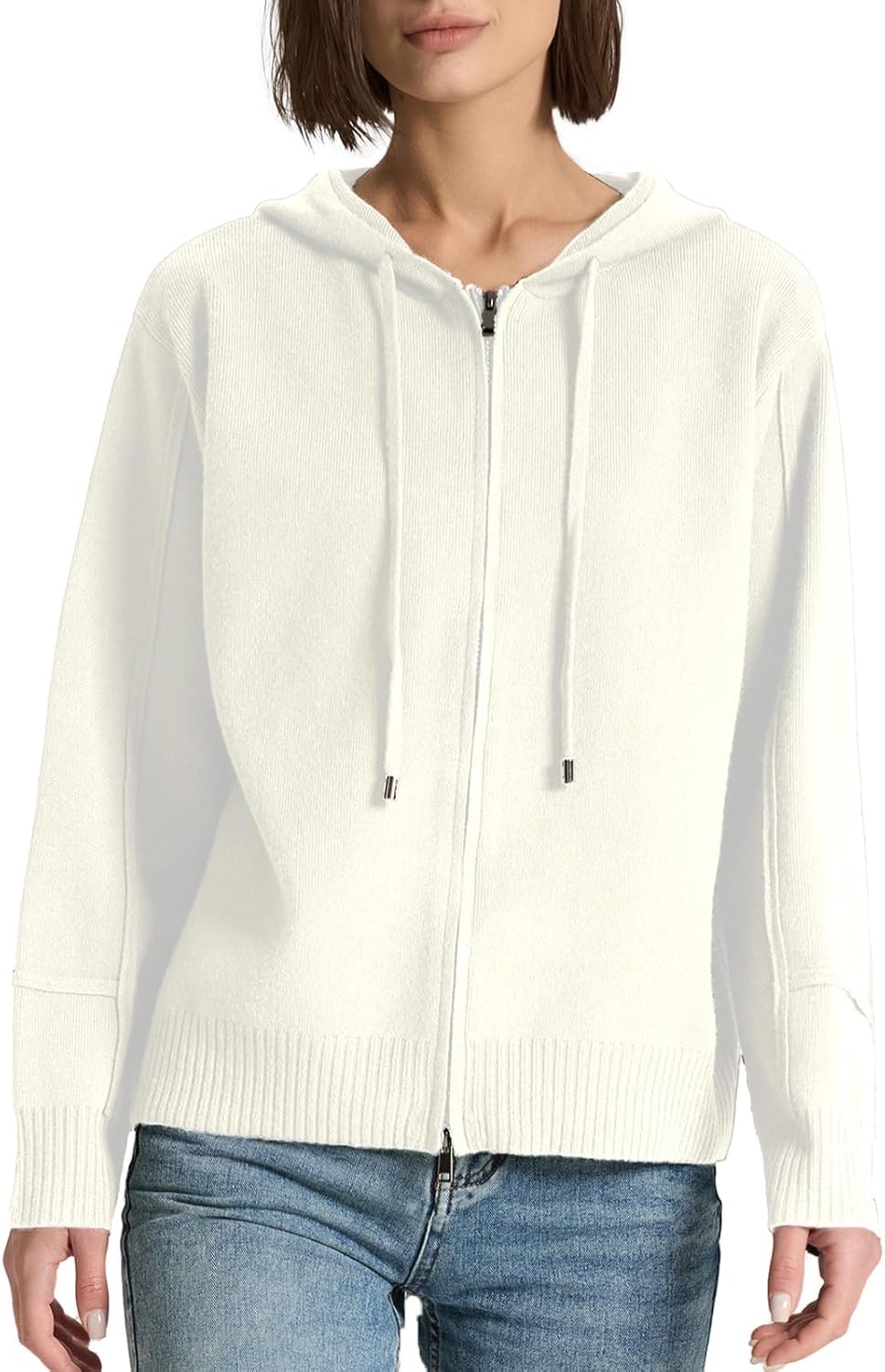 Women’s Full Zip Up Hoodies Soft Knit Sweaters Drawstring Long Sleeve Casual Trendy Oversized Cardigans