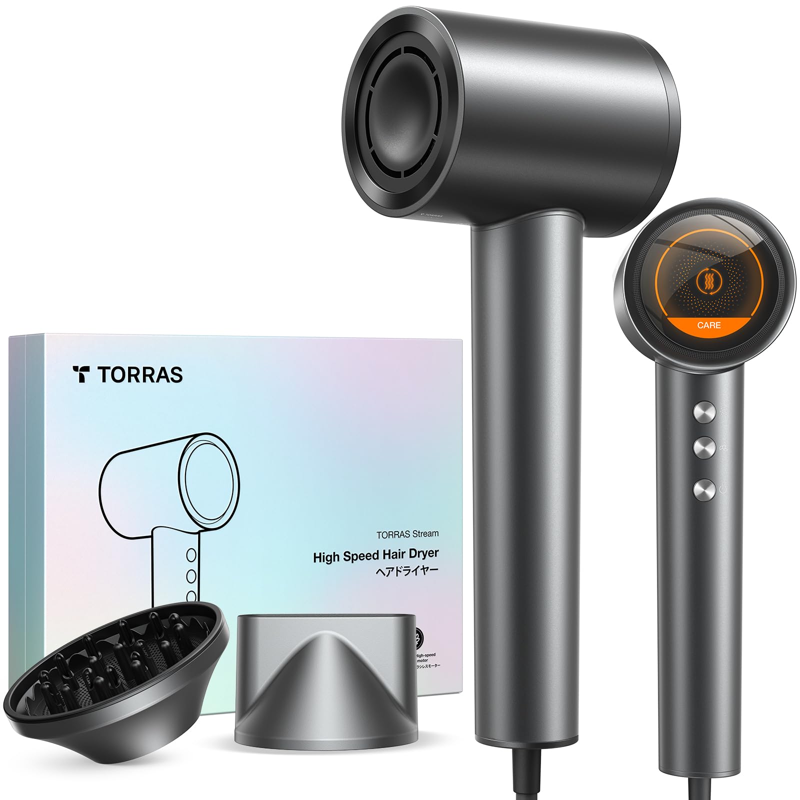 Amazon.com : TORRAS Stream Hair Dryer, Space Gray, High-Speed 29.3