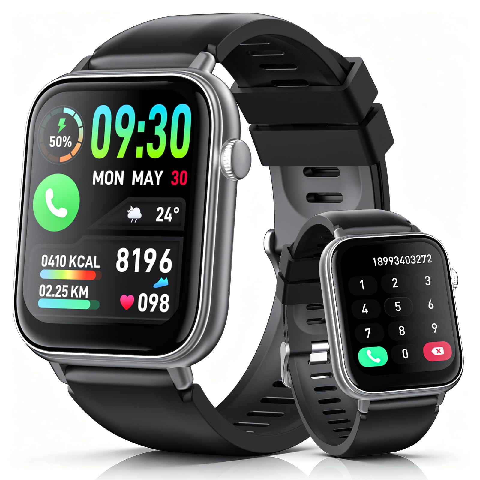 Montre Connectée Homme Femme avec Appel Bluetooth | 1,85'' HD Smartwatch avec Sommeil Fréquence Cardiaque SpO2 Podomètre,112+ Modes Sportifs Montre Étanche IP68,pour Android iOS