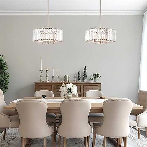 Miniatura 3 de Kira Home Delilah - Lámpara de araña moderna con 4 luces de cristal de 16 pulgadas + paneles de vidrio biselado transparente, acabado de níquel