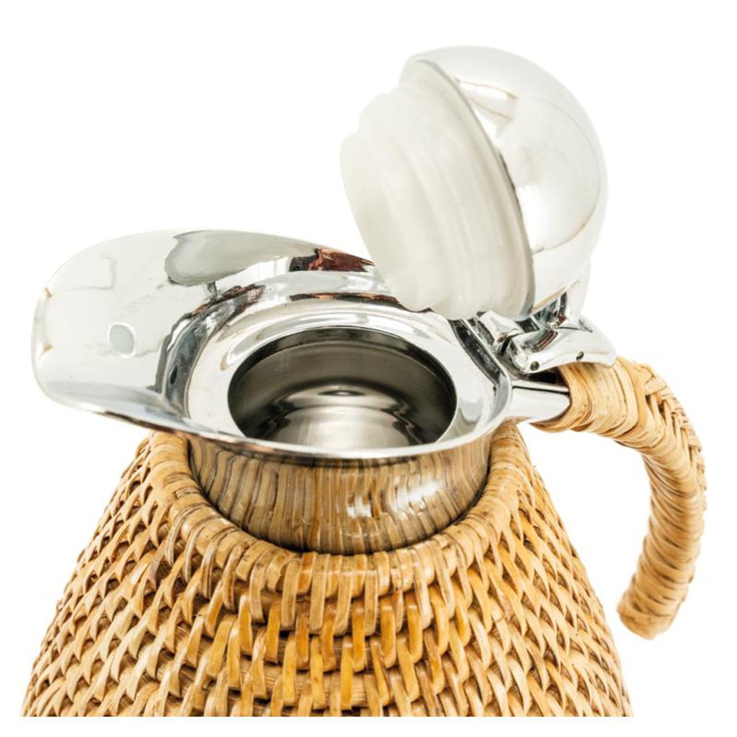 AUBRY GASPARD - Thermos en Inox et Rotin Naturel - Couvercle Refermable - Contenance 1,5L - Dimensions 20 x 16 x 26 cm - Élégant et Pratique pour Cuisine et Arts de la Table - Poids 1.38 kg