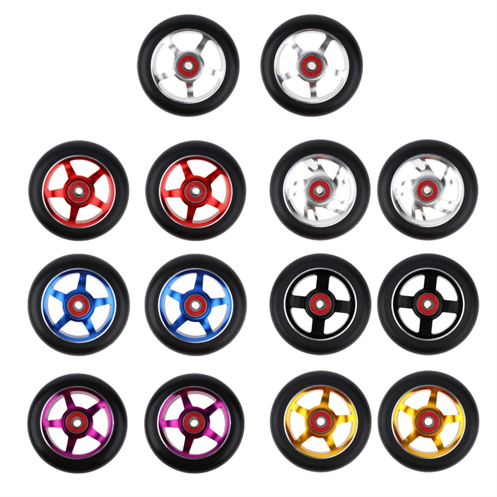 Ruedas de Scooter Freestyle,Ruedas de Scooter 2PCS Reemplazo de 100 mm Push/Kick/Stunt Scooter Ruedas Reemplazos con rodamientos Amplías Bujes Scooter Piezas Accesorios