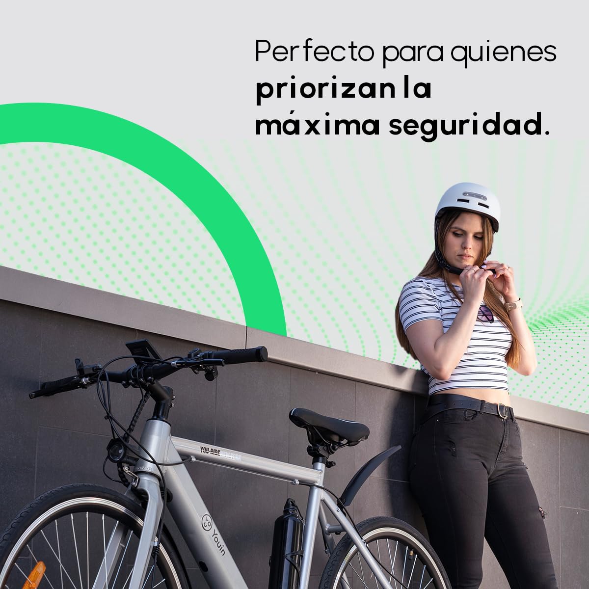 Youin Casco Homologado con LED Frontal y Trasero - Color Blanco - Talla M (52-58cm)- Protección y Visibilidad para Patinetes y Bicicletas - Ventilación Ajustable - Diseño Ligero y Ergonómico