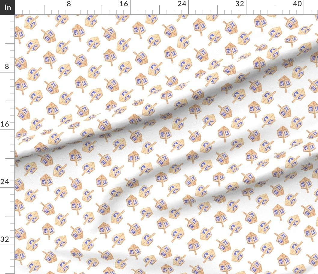 Spoonflower Fabric - Hanukkah Holiday Watercolor Winter Beige Printed on Petal Signature Cotton Fabric by The Yard - Sewing Quilting Apparel Crafts Decor