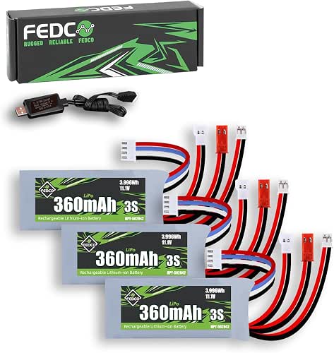 3S Lipo Battery 11.1V 360mAh Rechargeable RC Battery JST&MJ&PH2.0&MX2.0 Plug